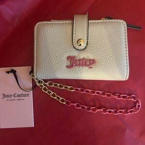 Juicy Couture Cream and Pink Wallet with Chain